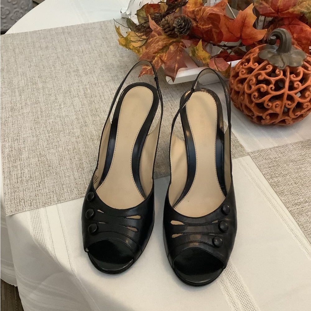 Nine West Black Slingback Heels